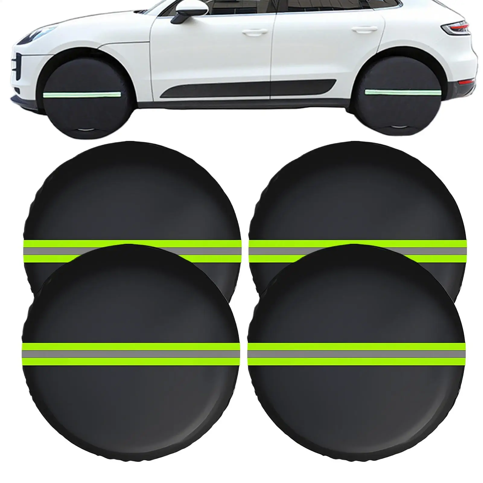 

Car Tire Cover Outdoor Waterproof Tire Covers Waterproof Dustproof Reflective Protector For Camping Trailer Garage Outdoor Home