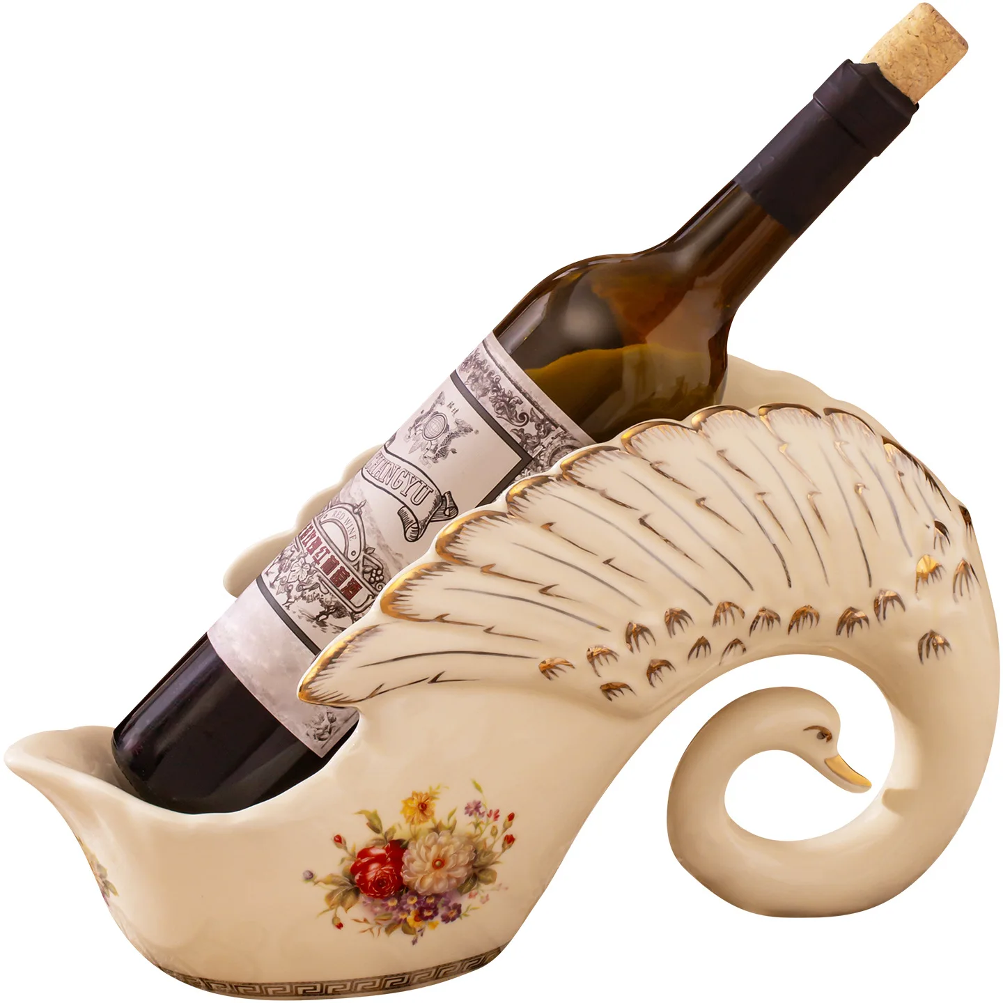 

LYY European Ceramic Wine Rack Wine Bottle Rack Wine Cabinet Sideboard Entrance Decoration Light Luxury High-end Swan Ornament