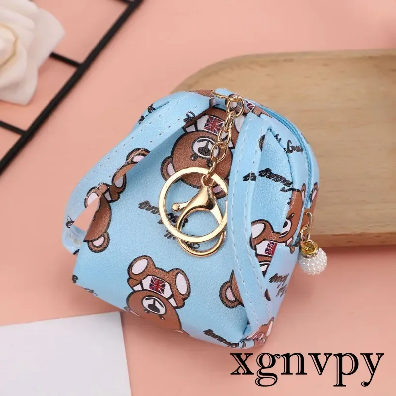 Xgnvpy New cute bear coin purse with portable earphone bag data cable mini storage bag key small bag