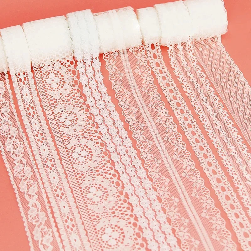 (5 Yards/roll) White Lace Ribbon Fabric Webbing Decoration Polyester Material Lovely Gift Packing Handmade DIY