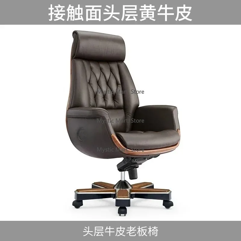 

02Executive Chair Business Atmosphere President Office Genuine Leather Office Chair Reclining Swivel Chair