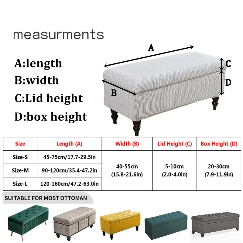 1PC Stretch Storage Ottoman Covers Rectangle Foldable Stool Cover Bedroom Bedside Footstool Slipcover Protector Home Decor