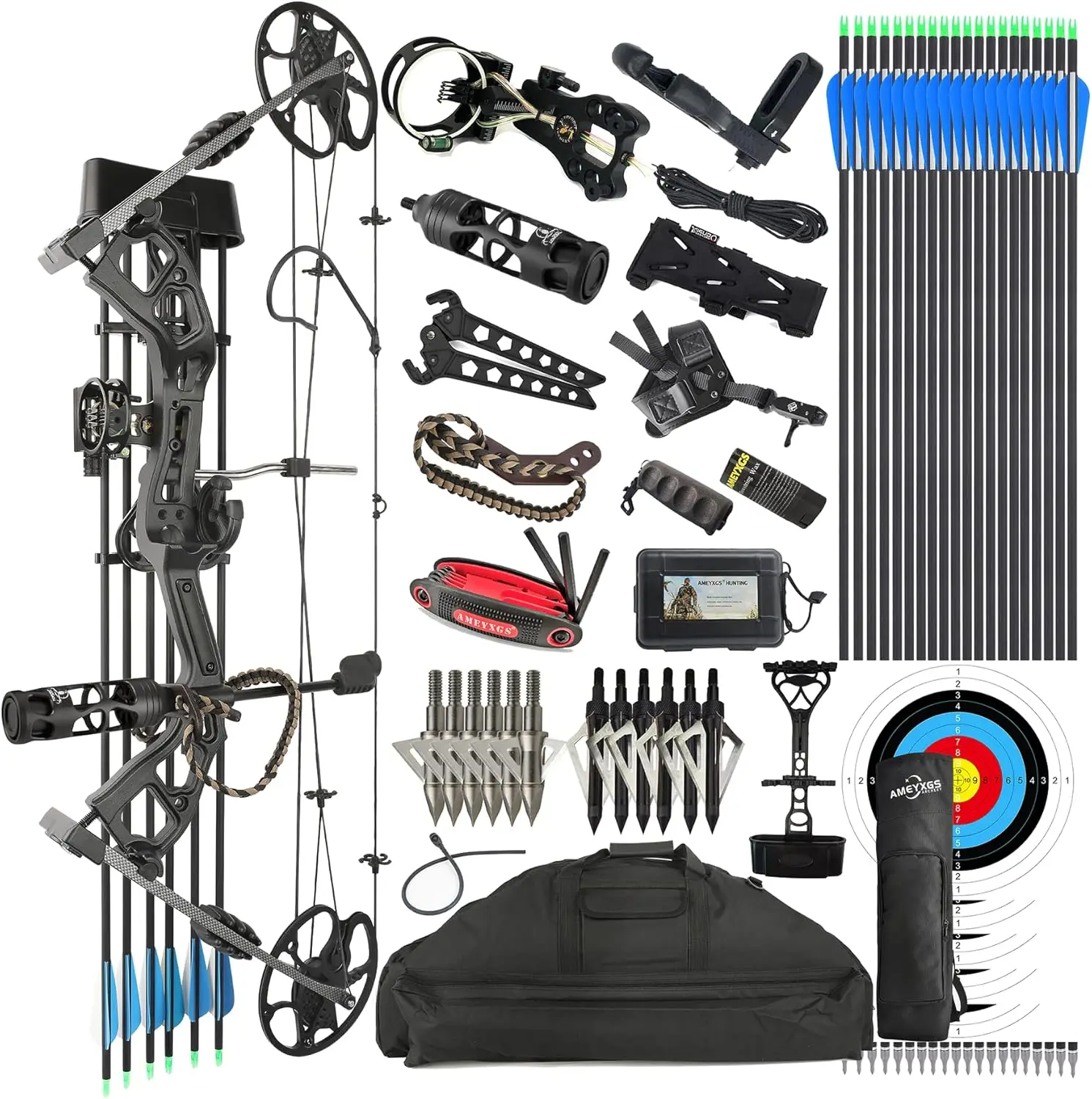 

Комплект блочного лука, охота и нацеливания, конечности, сделано в США, регулируемый вес 0–70 фунтов, длина натяжения 9 \\u201d-31\\", до IBO 3