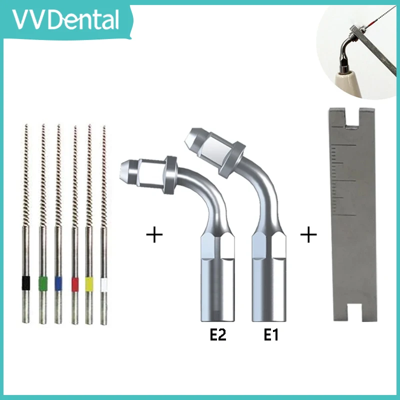 

VVDental Ultrasonic Scaler Endodontics Tips Kit With Dental Wrench And 6Pcs U-file For Woodpecker/EMS Dentistry Tools