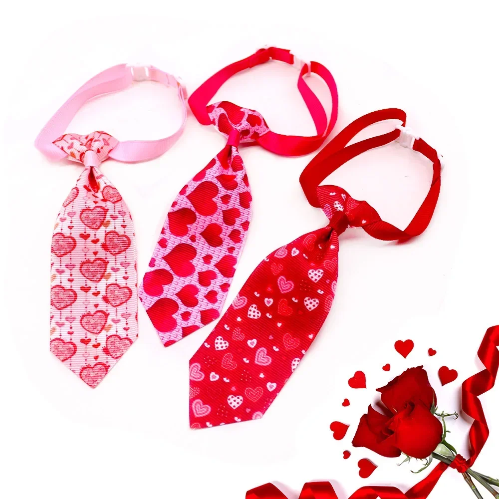 50pcs/Pack Pet Dog Cat  Tie Love Valentine's Day Pink Festival Adjustable Collar  Small Tie Dog Bow Tie  Puppy Accessories