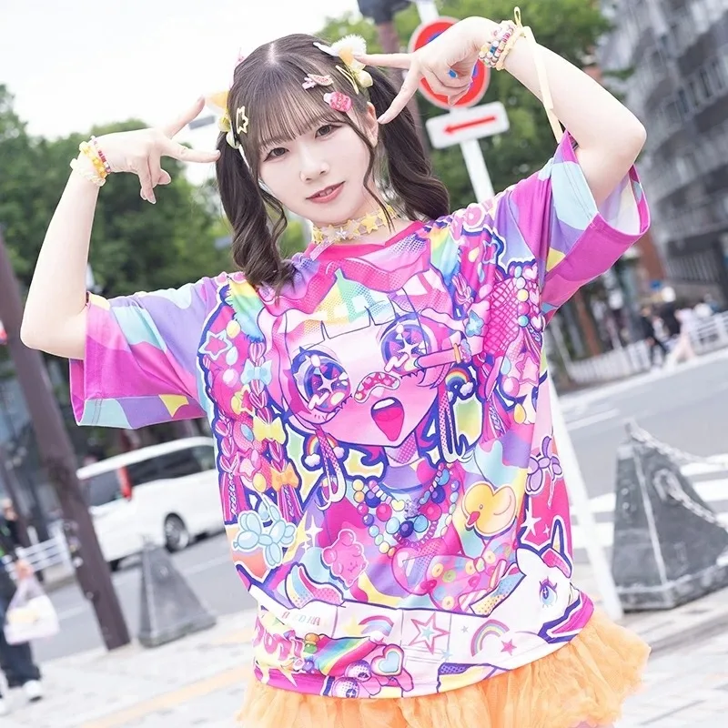 نمط جديد ثلاثية الأبعاد مطبوعة تأثيث المنزل لطيف نمط Y2K الرياضة موضة تي شيرت المرأة قصيرة الأكمام موضة لطيف فتاة تي شيرت