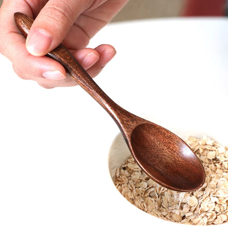 1Pcs/18cm natural wood Japanese-style environmental tableware cooking honey coffee spoon Mixing spoon