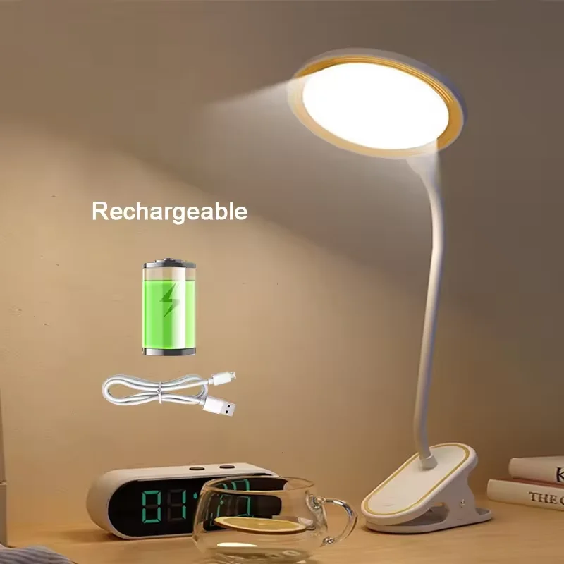 Led Table Lamp USB Rechargeable Night Light With Folding Clamp Study Stand Read Lamp Touch 3 Modes Dimming Eye Protection Light, image 7
