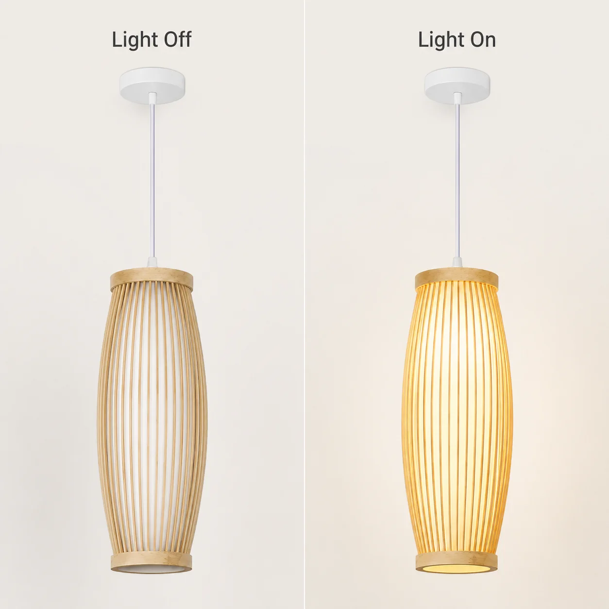 JOYINLED Woven Bamboo Hanging Light, E26/E27 Pendant Lamp, D13 X H36CM, No Bulb, for Kitchen Island