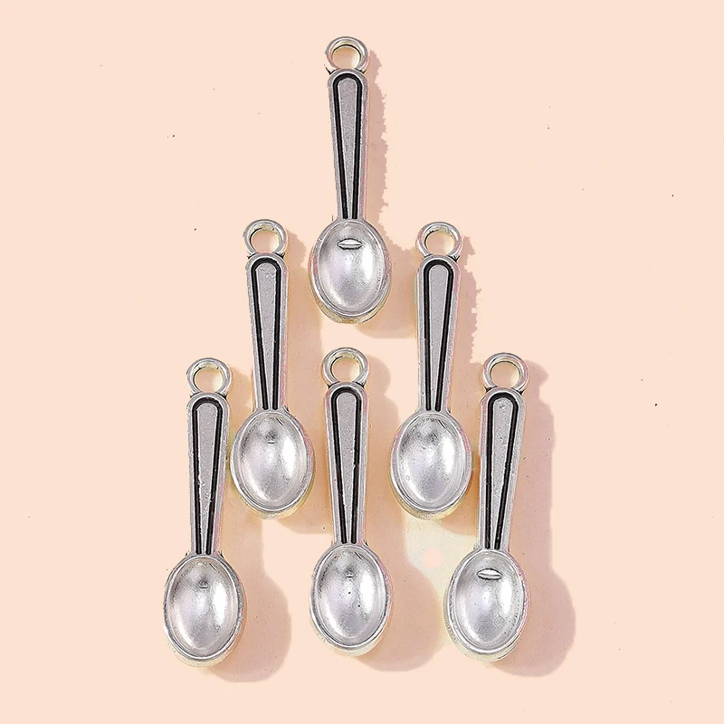 Leslie 20 Stück 20*23mm Metall-Legierung Niedliche Löffel-Anhänger DIY Schmuckherstellung für Halsketten, Armbänder, Ohrringe – Detail 4