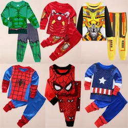 New Children's Set Kids Sleepers Boys Girls Super Hero Cartoon Long Sleeve Pyjamas Sleepwear 2-7T Baby Pyjamas 2Piece Set