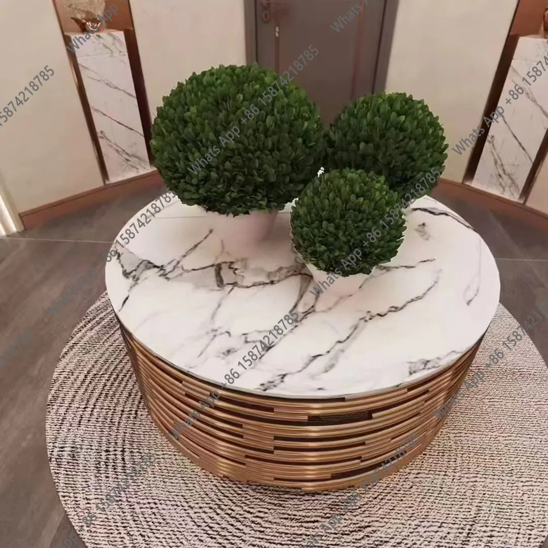 

Легкий роскошный журнальный столик из итальянской нержавеющей стали, дизайнерский круглый журнальный столик, простой, для небольшой квартиры, для гостиной, для дома.