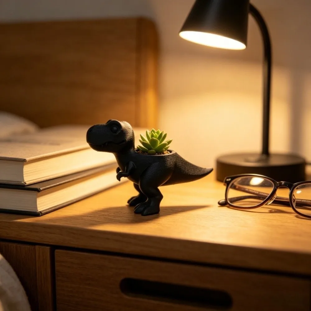 Small Item Holder 3D Printed Dinosaur Flowerpot Funny Ornaments Plant Planter Desktop Decor T-Rex Plant Pot Table