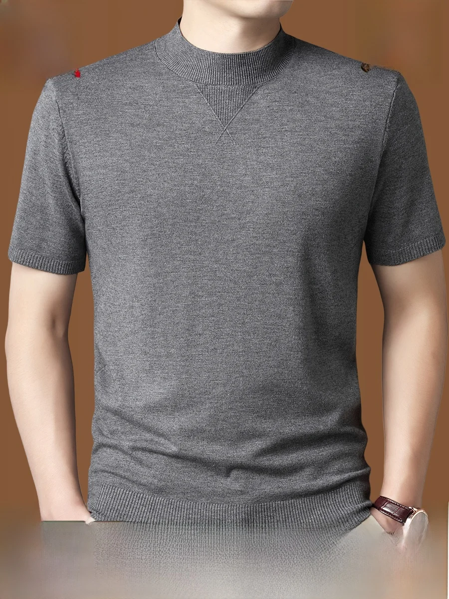 

Eordos Men's f High Collar ort Sve Knitted Wool Sweater mid Age Large Size Base irt Casual Winter Busin Casual