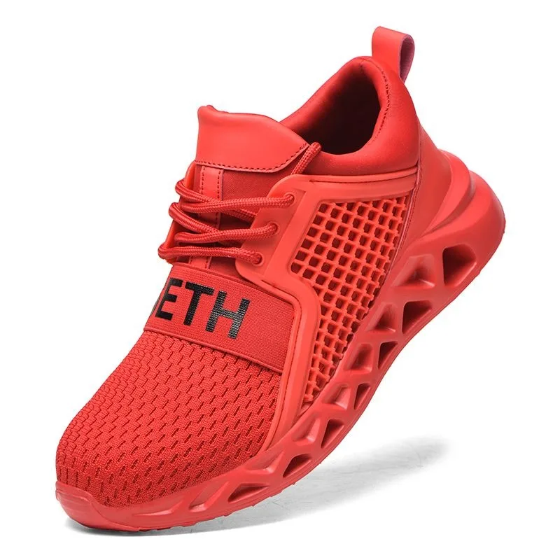 Men safety shoes Breathable Comfortable Fashion Men Mesh Stab-proof Lace up work shoe zapatillas deportiva Men Leisuer Sneakers
