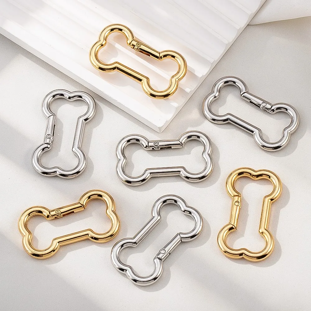1/2pcs Metal Bone Shape Ring Snap Hook Spring Gate Trigger Clasps Clips for DIY Leather Craft Belt Strap Webbing Keychain Hooks