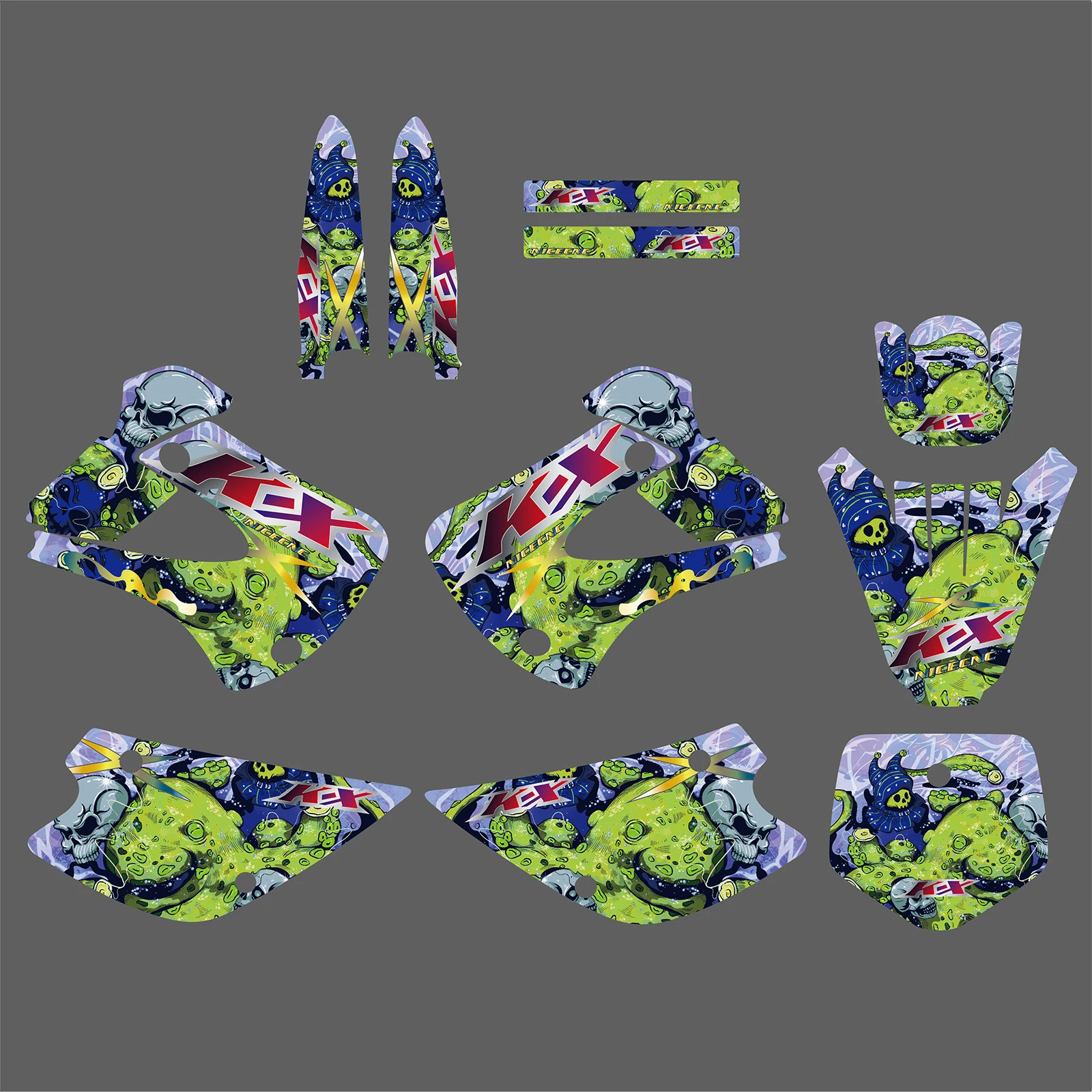 

For KAWASAKI KX85 KX100 KX 85 100 2001-2013 New Motorcycle Full Fairing Graphics Background Decals Sticker Customize Number Name