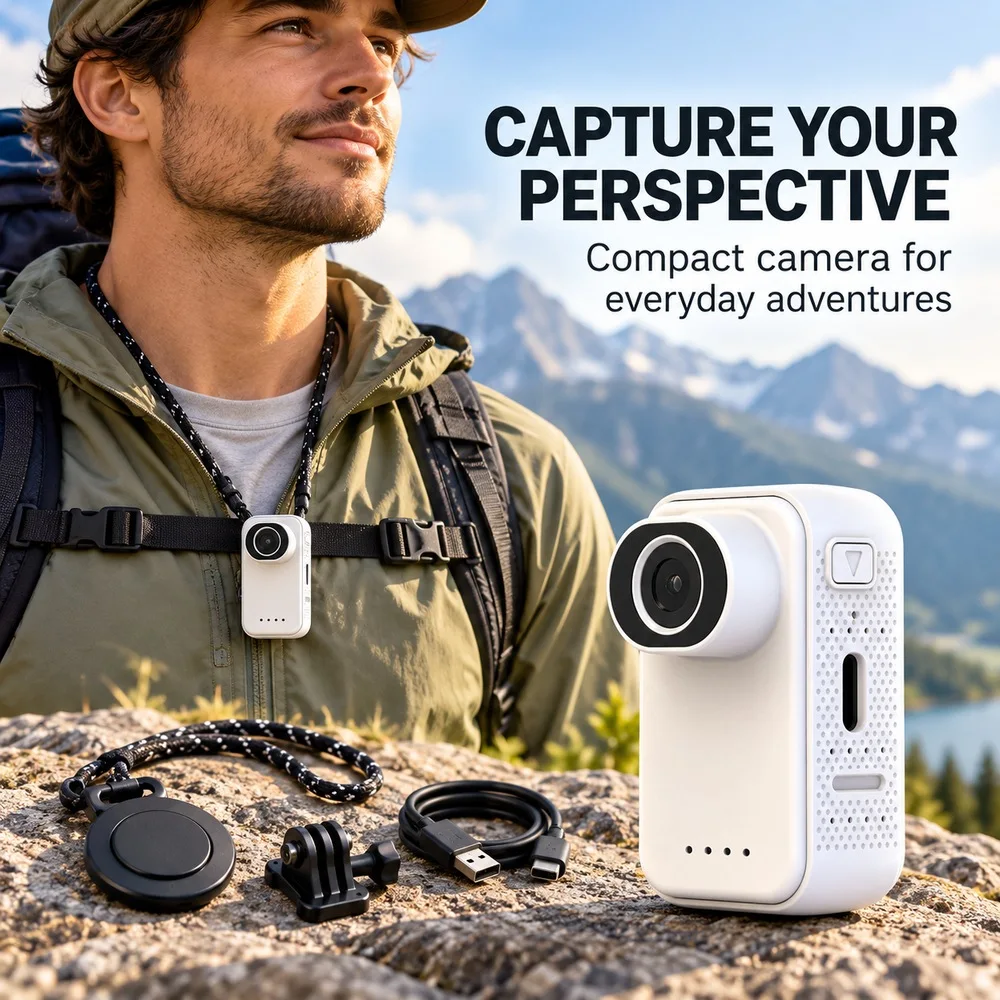K Mini Action Camera Magnetic Thumb Size Portable Video Recorder ABS Body USB C for Cycling Travel Hiking and Everyday Vlog Use