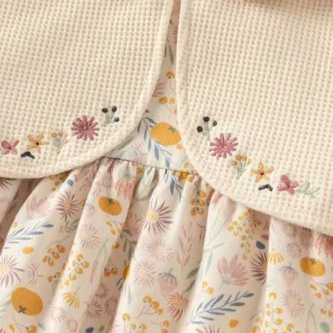 Dave Bella Autumn Girl Baby Princess Dress Sweet Cute Floral Print Kids Fake Two piece Long sleeved Dress Party Gentle DB3252835