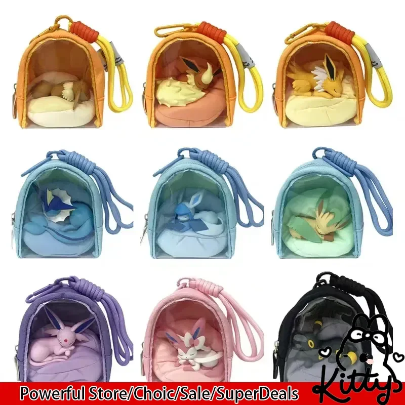 【En Stock】 Figura de Eevee Dormida, Colgante DIY para Sofá o Mochila, Adorno para Bolsa de Sylveon, Snorlax, Jirachi, Colección de Figuras de Anime, Decoración