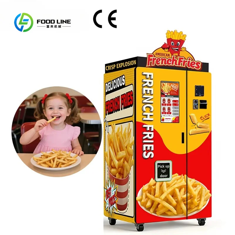 Customized 110v 60hz 4G Pay by Card Smart Automatic Vending Hot Food Fired Chicken French Fries Machine for Shopping Mall