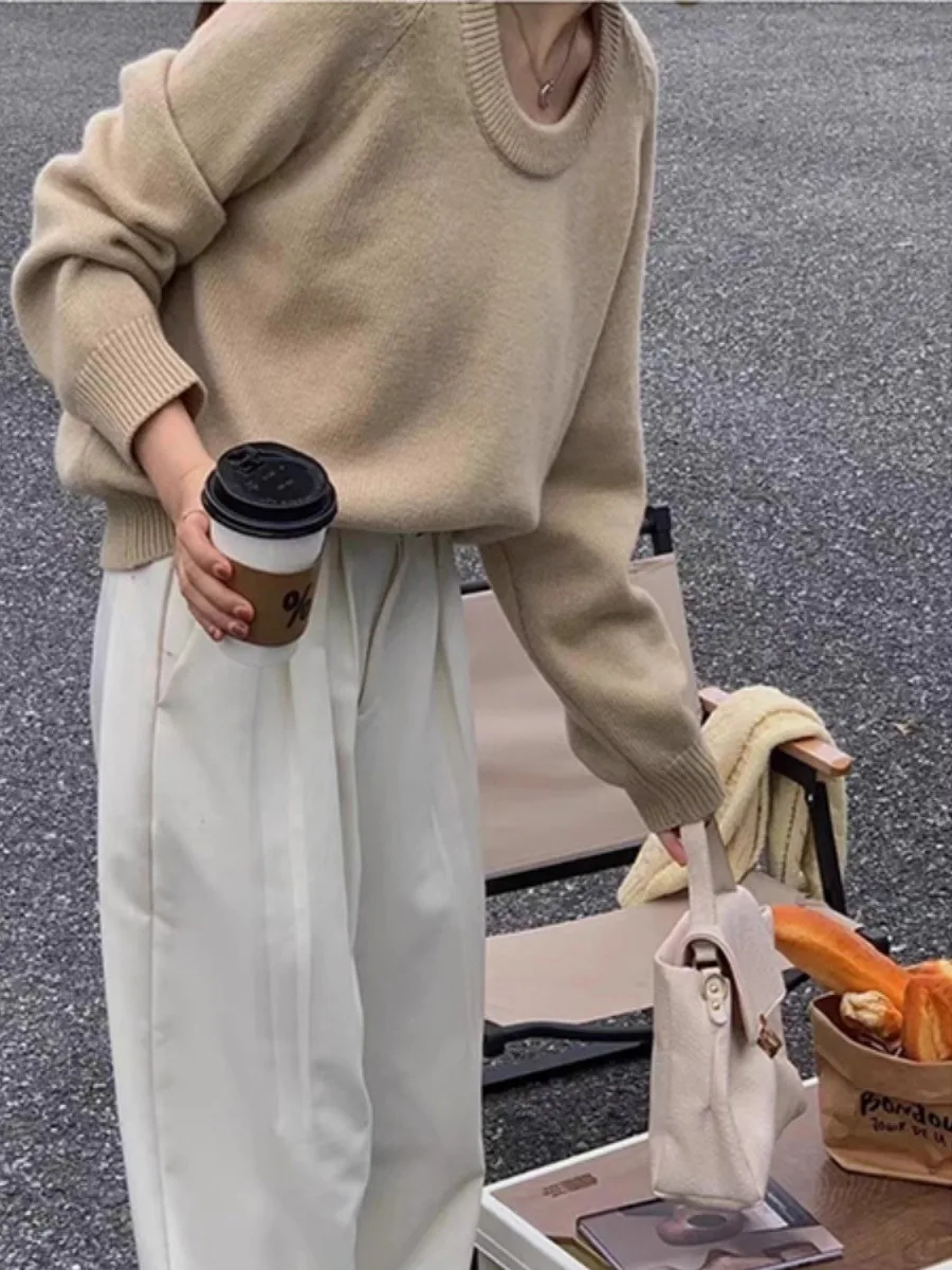 부드러운 핑크색 로우 라운드 네 롱 스웨이 여성 니트 스웨터 가을 겨울 레이지 슬레 심플 베이스 레이어 터틀넥 풀오버