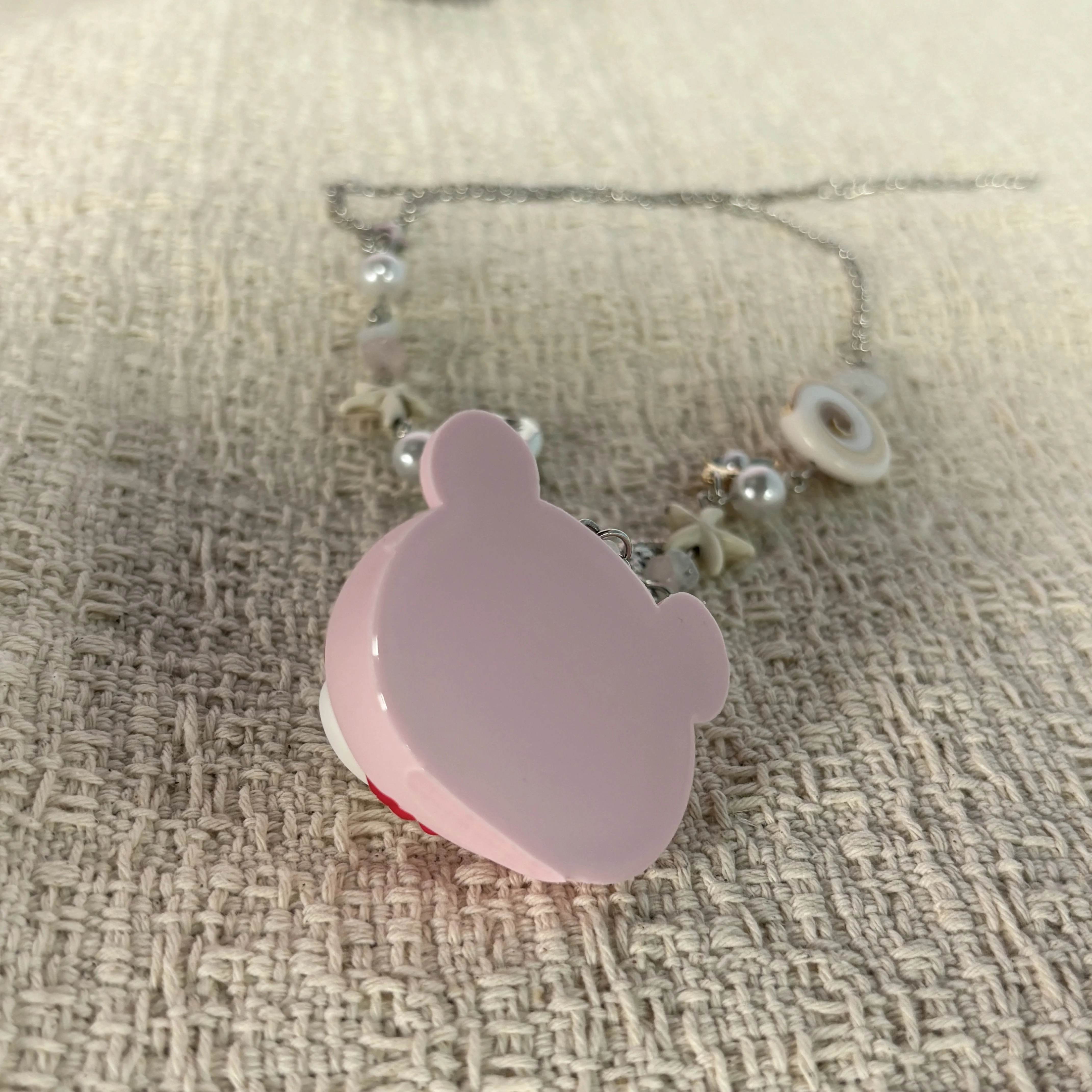 2 Styles Handmade Beaded Necklace Natural Shell Crystal Graffiti Bear Pendant Y2K Ocean Harajuku Sweater Chain