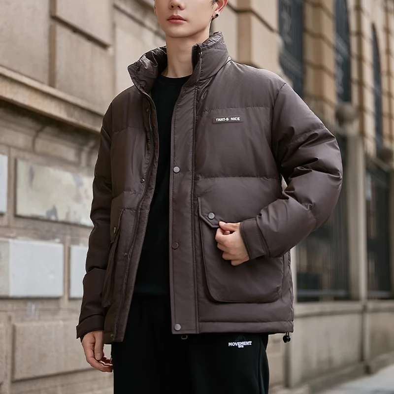 

YESUNION Down Jacket Men Three-Resistant Outerwear Comfortable Versatile Youth Coat Men's Stand-up Collar Down Coat