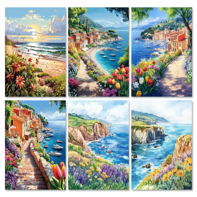 

RUOPOTY современная картина по номерам «сделай сам» с рамкой горный пейзаж ручная роспись акриловая краска по номерам для домашнего декора