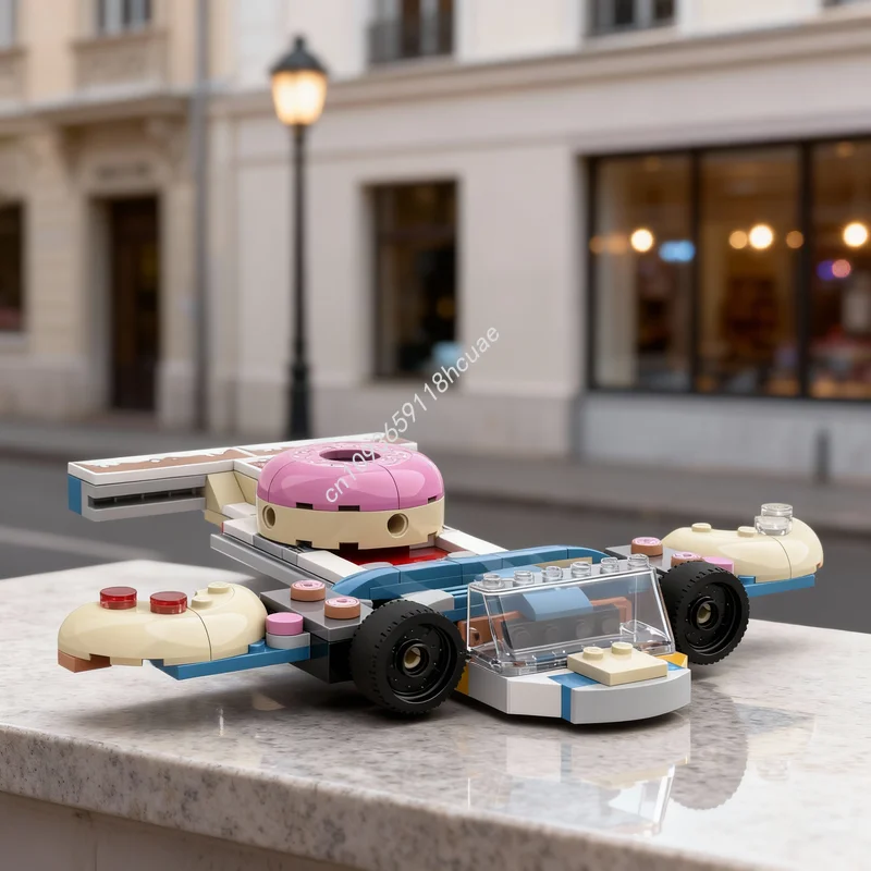 130pcs MOC City Donut Delivery Plane Model Building Blocks Construction DIY Toy Assemble Creative Christmas Gifts Idea Education