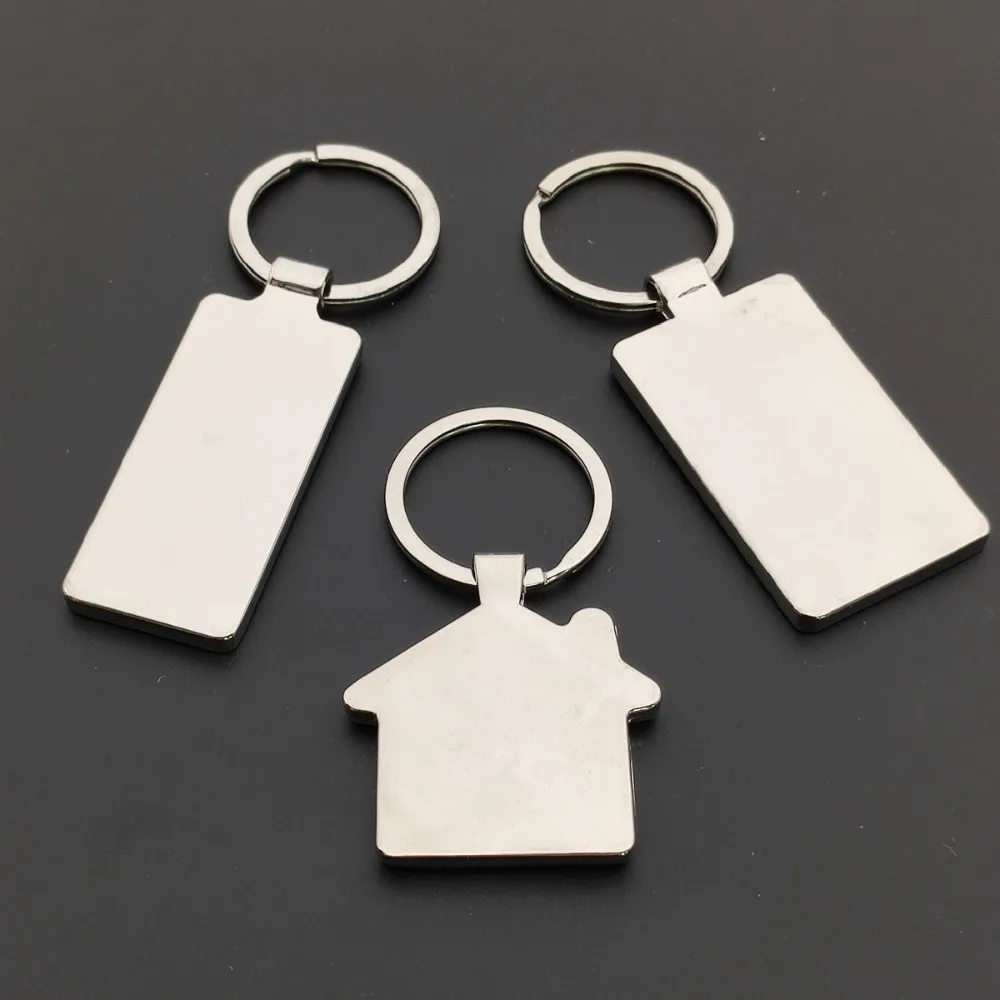 Stainless Steel Metal Stick Bamboo Keychain Zinc Alloy Rectangular House Car Circular Jewelry Keyring Exquisite