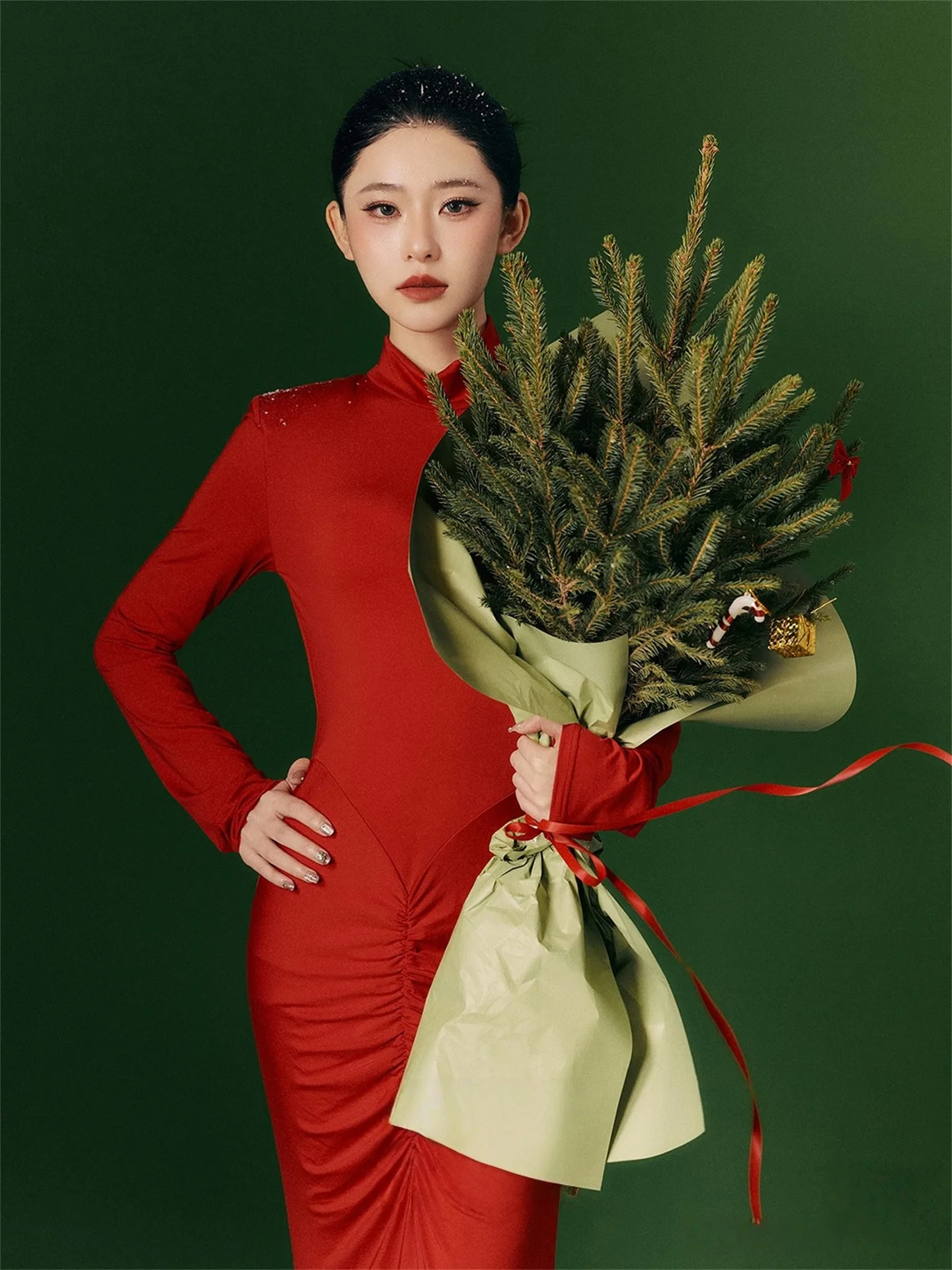 

Красная одежда для портретной фотосъемки, костюм для фотосессии в снежном пейзаже, новинка, костюм для фотосессии на день рождения, этническая одежда