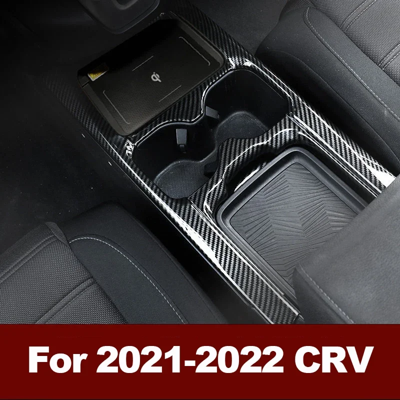 For Honda CRV CR-V 2021 2022 5th ABS Carbon Hybrid Car Front Row Water Cup Holder Panel Decoration Cover Frame Trim Accessories view 4