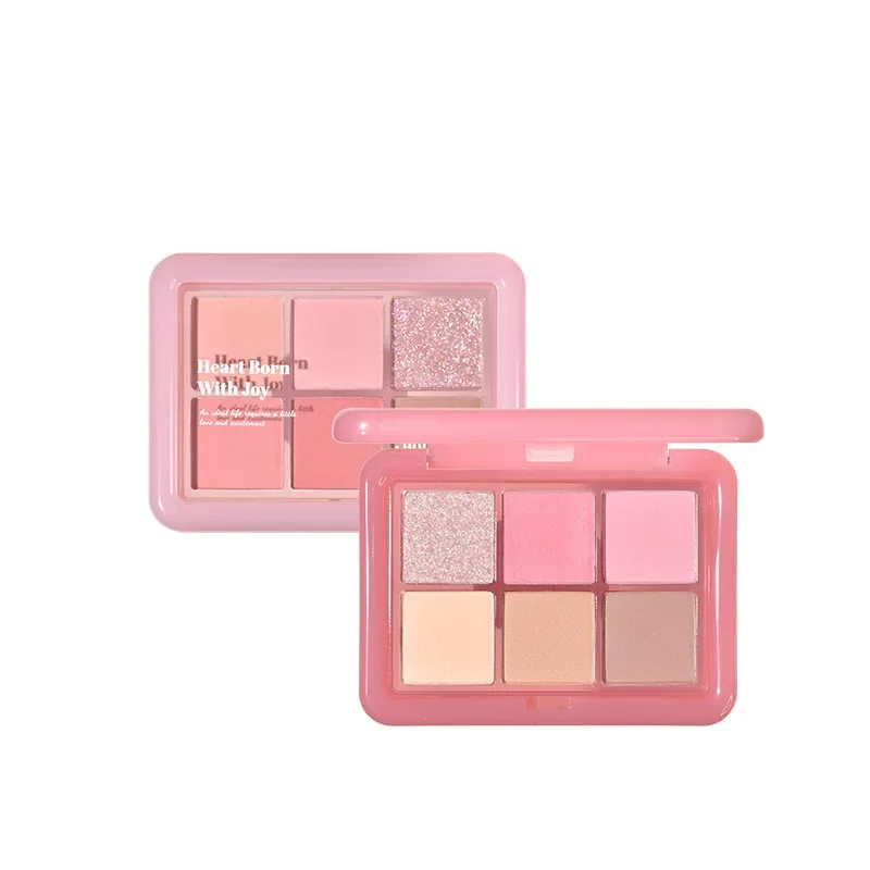 HOLD LIVE Small Pink Frozen Eye Shadow Palette 6 Colors Earthy Orange Brown Eye Shadow Highlight Blush Contour Palette