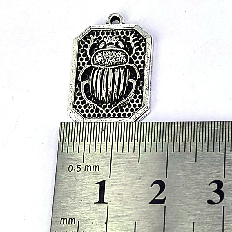 5pcs Egyptian Pharaoh Scarab Amulet Square Pendant charm Men's Retro Style Ornament charms for women DIY Accessories
