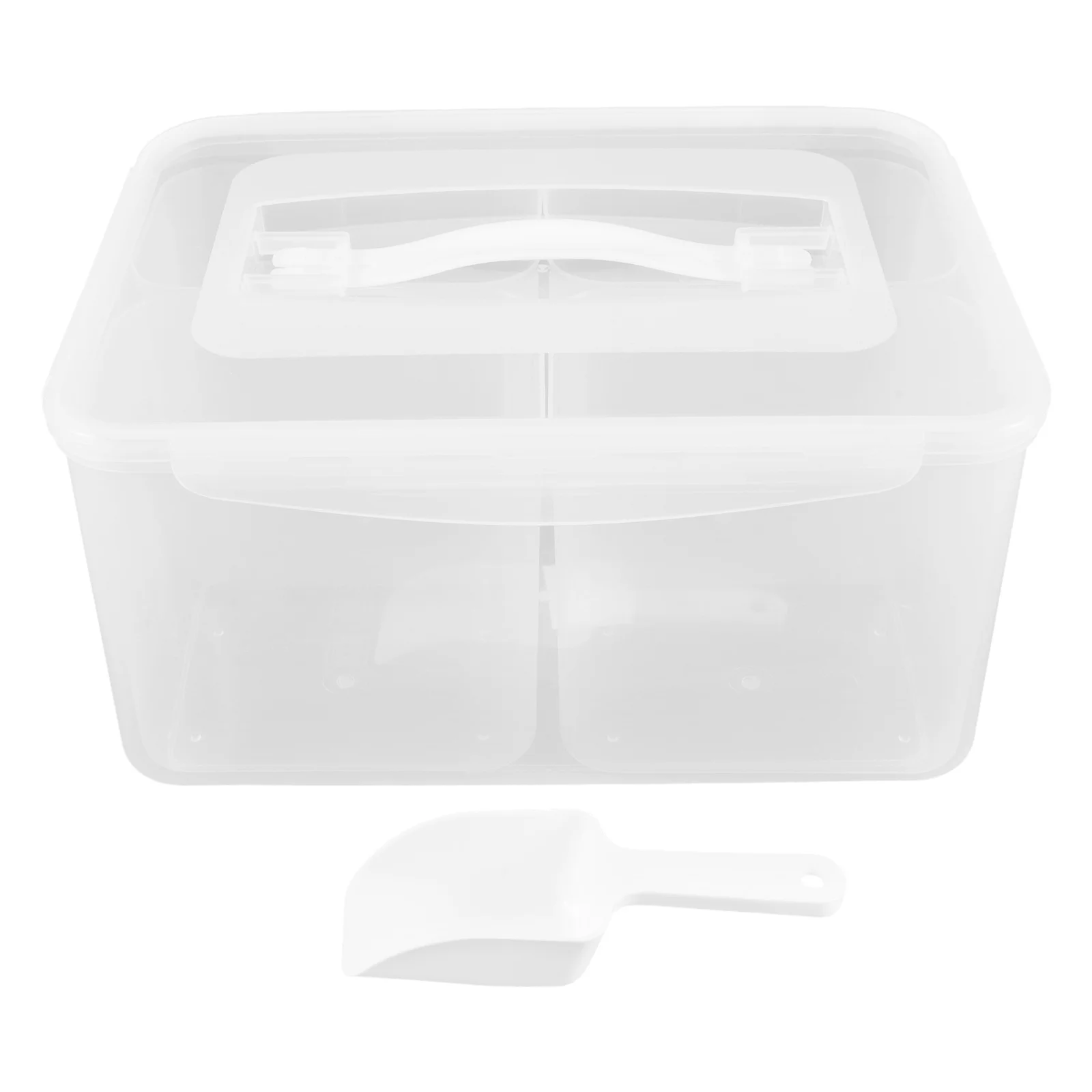 

8L Divided Plastic Food Storage Box Transparent Airtight Container with Handle for Snacks Cereals Nuts Fruits Kitchen