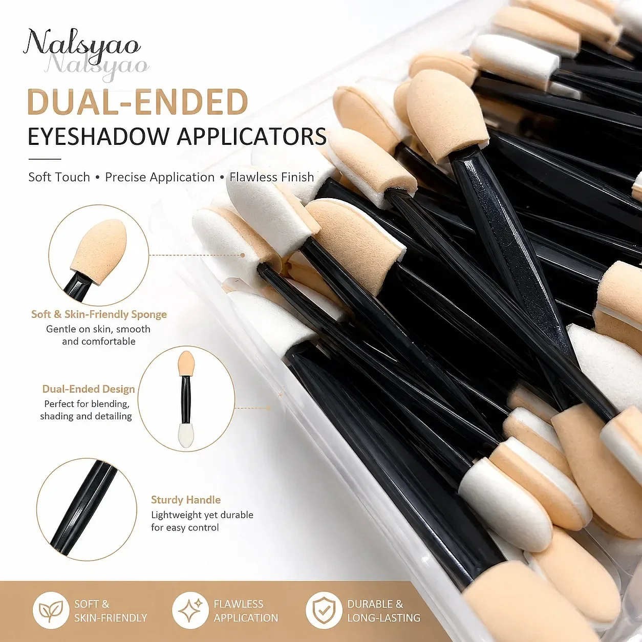 50/100/200PCS Disposable Dual Sides Eye Shadow Sponge Applicators with Container Length Eyeshadow Brushes Makeup Tool