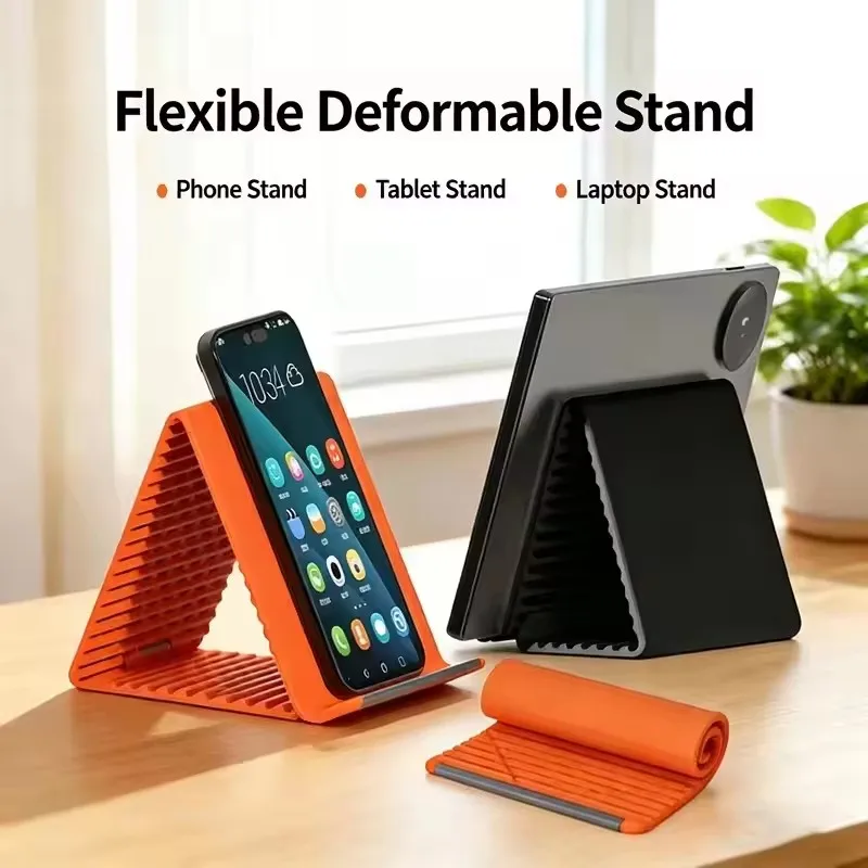 Lazy Portable Phone Stand Silicone Desktop Tablet Laptop Holder Creative Flexible Foldable Transforming Stand Travel Accessory