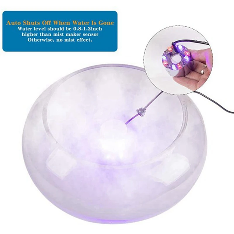 Mini humidificateur avec 12 lumières, brumisateur, brumisateur, fontaine d'eau, atomiseur d'étang, décoration de paysage