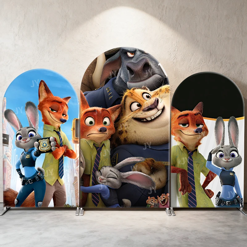 

Zootopia Arch Backdrop Cover Disney Theme Nick Judy Animal City Party Decoration Photo Booth Props Kids Birthday Event Supplies