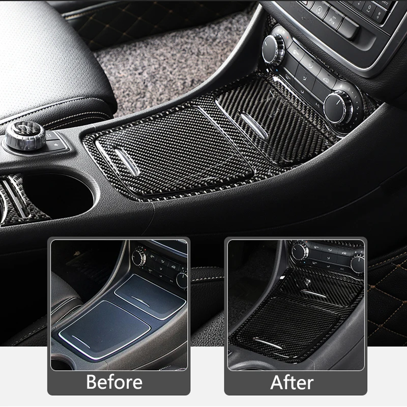 Car Styling Carbon fiber interior button panel Decoration Cover Trim Sticker frame For Mercedes Benz A Class W176 GLA X156 CLA