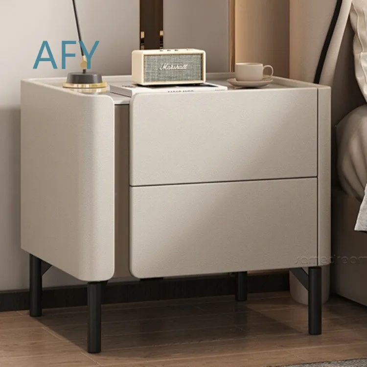 Modern Minimalist Solid Wood Bedside Table for Luxury Bedroom Decor Small Italian Style Nightstand Cabinet for Contemporary