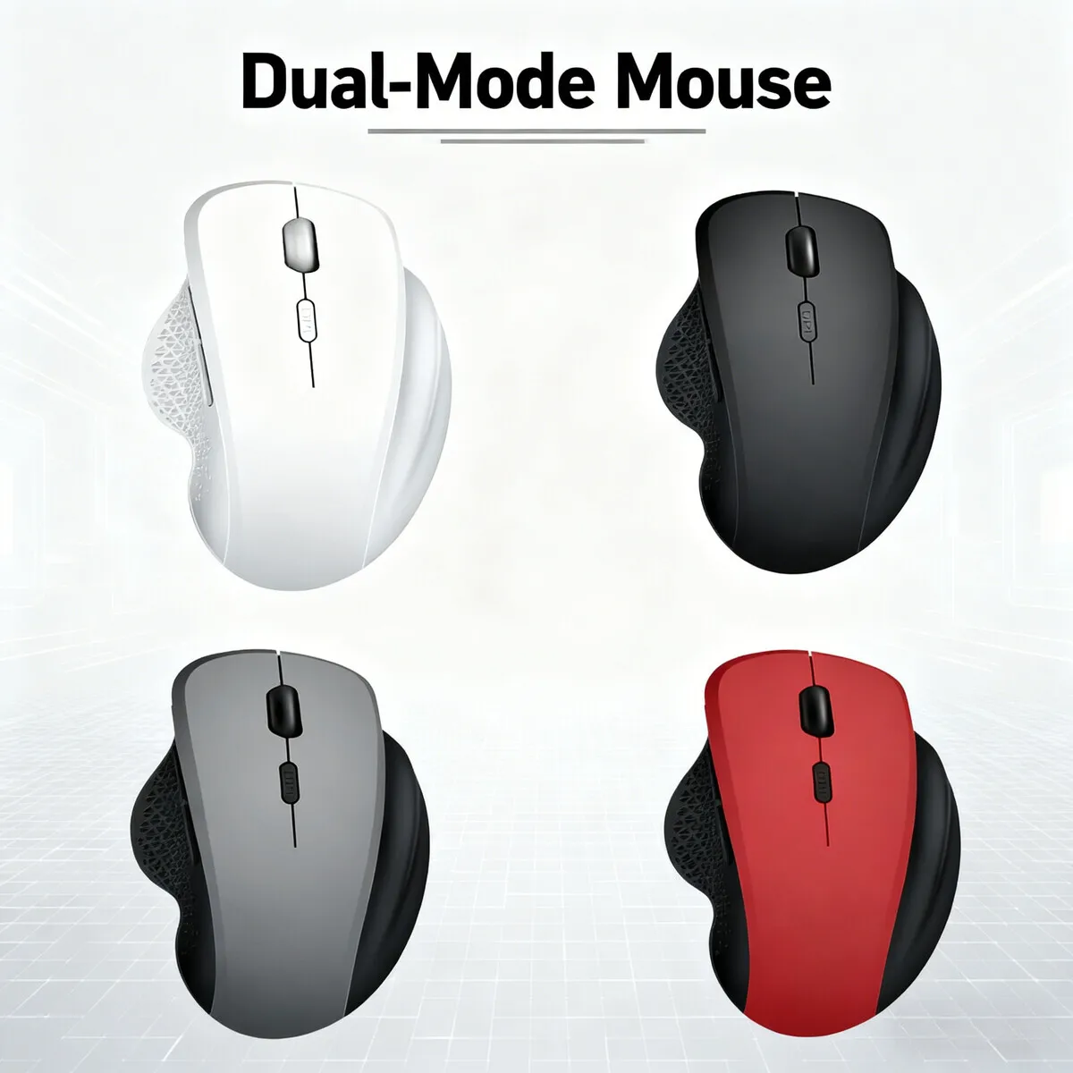 

Rechargeable Dual Mode Wireless Mouse Bluetooth5.2+2.4G Ergonomic Noiseless Click Mice 6 Buttons USB-C Charging for Laptop PC
