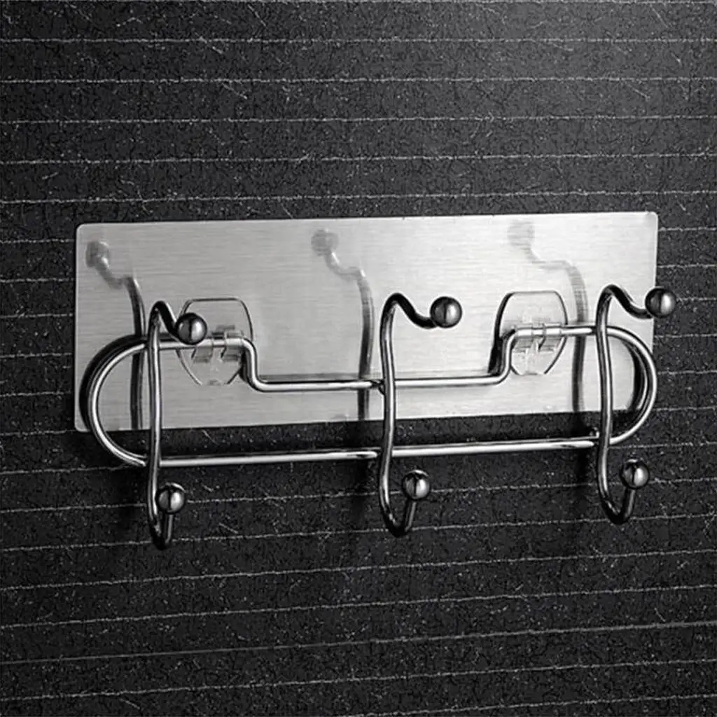 Coat Rack, Scarf with 3 Hooks, 22 cm Length, Stainless Steel, Silver