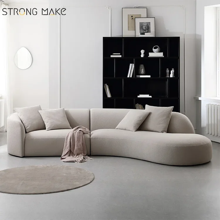 Living Room Sofa,White Modern Modernos Minimalist Sectional Wohnzimm Mobels Couches Boucle Curved Living Room Modular Sofa