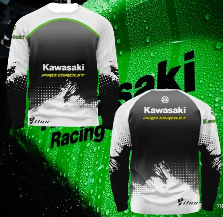 

Kawasaki Motorcycle Racing Team Men T-shirt Long Sleeve Spring Autumn Women Tee Shirts 2025 New Sports Children Clothes Tops