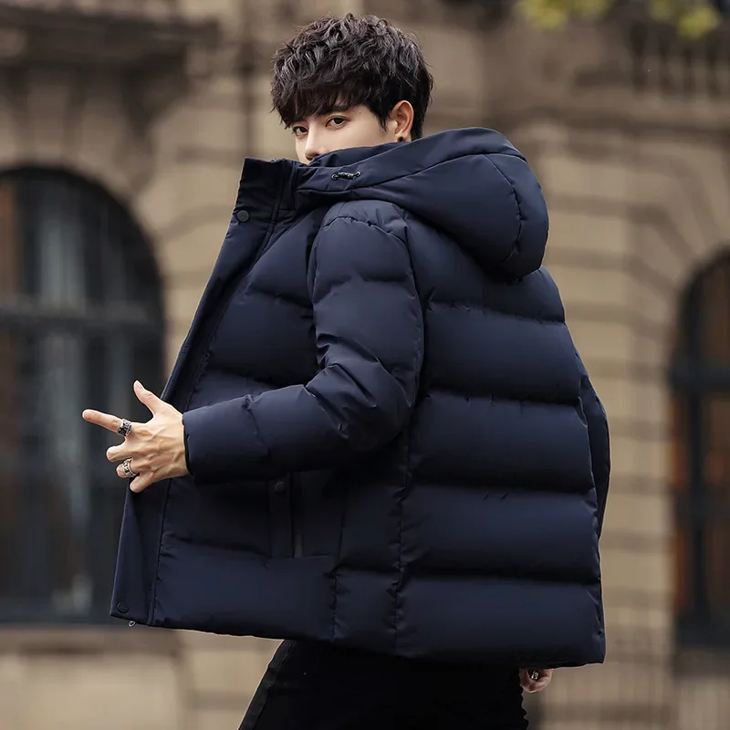 Chaqueta de plumón de ganso blanco cálido para hombre, abrigos con capucha de Color sólido, Parka gruesa para hombre, abrigo para exteriores de alta