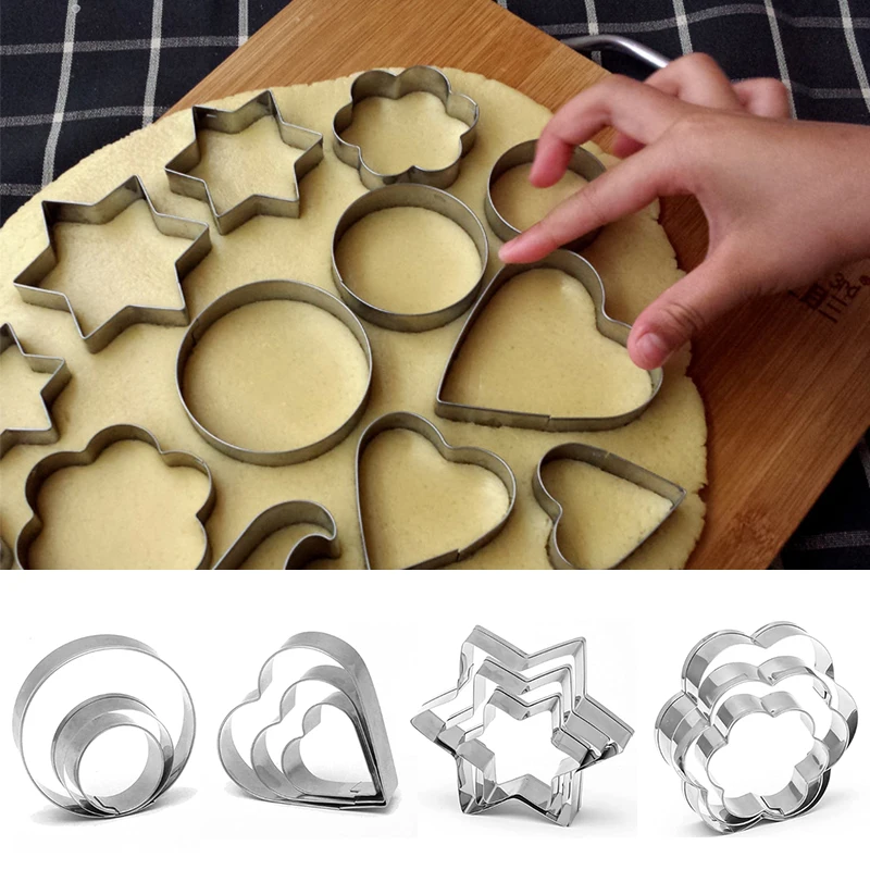 1Set Baking Mould Baking Mould Egg Mould Stainless Steel Geometric Forms Cookie Cutter Biscuit Star Heart Flower Cutter DIY Mold