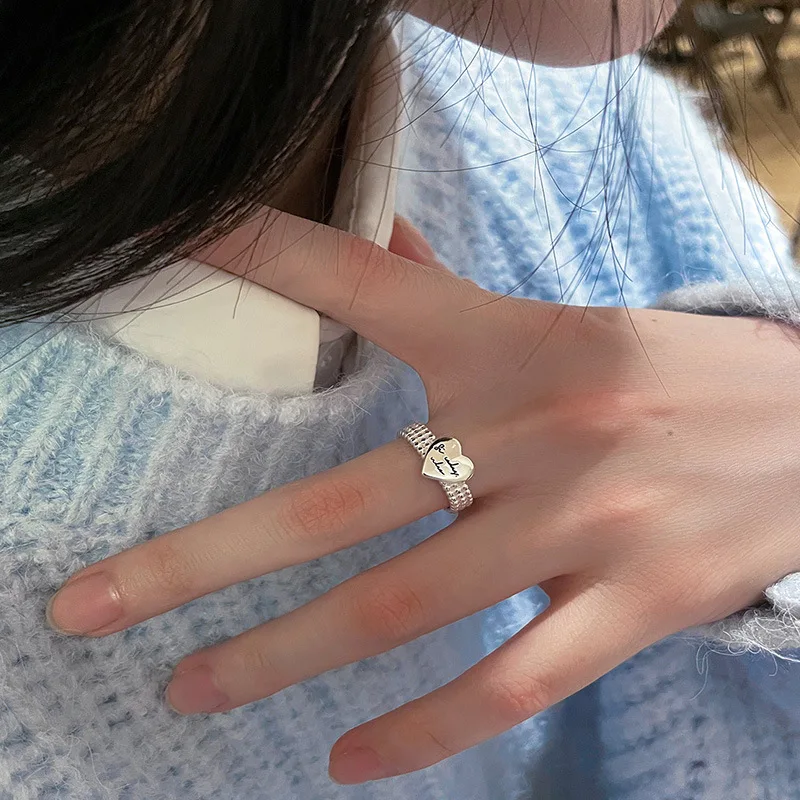 925 Sterling Silver Smiling Lovingly Crafted Niche Design Open Rings For Women Vintage Style Lady Prevent Trendy Wholesale