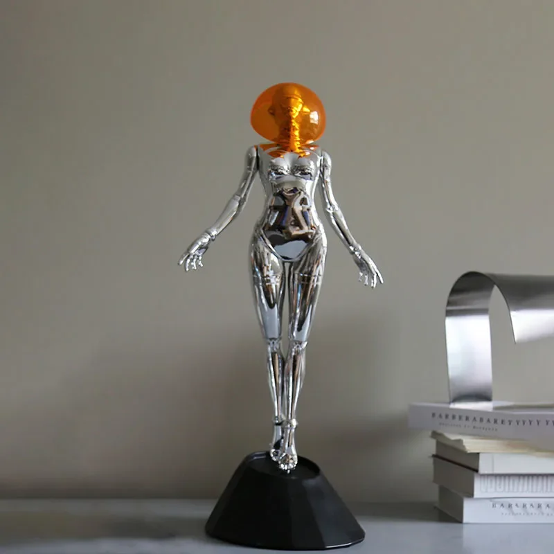 Modern Art Home Decor Mechanical Girl Statue Luxury Living Room Decoration Figure Resin Crafts Trend Animation Decor Sculpture